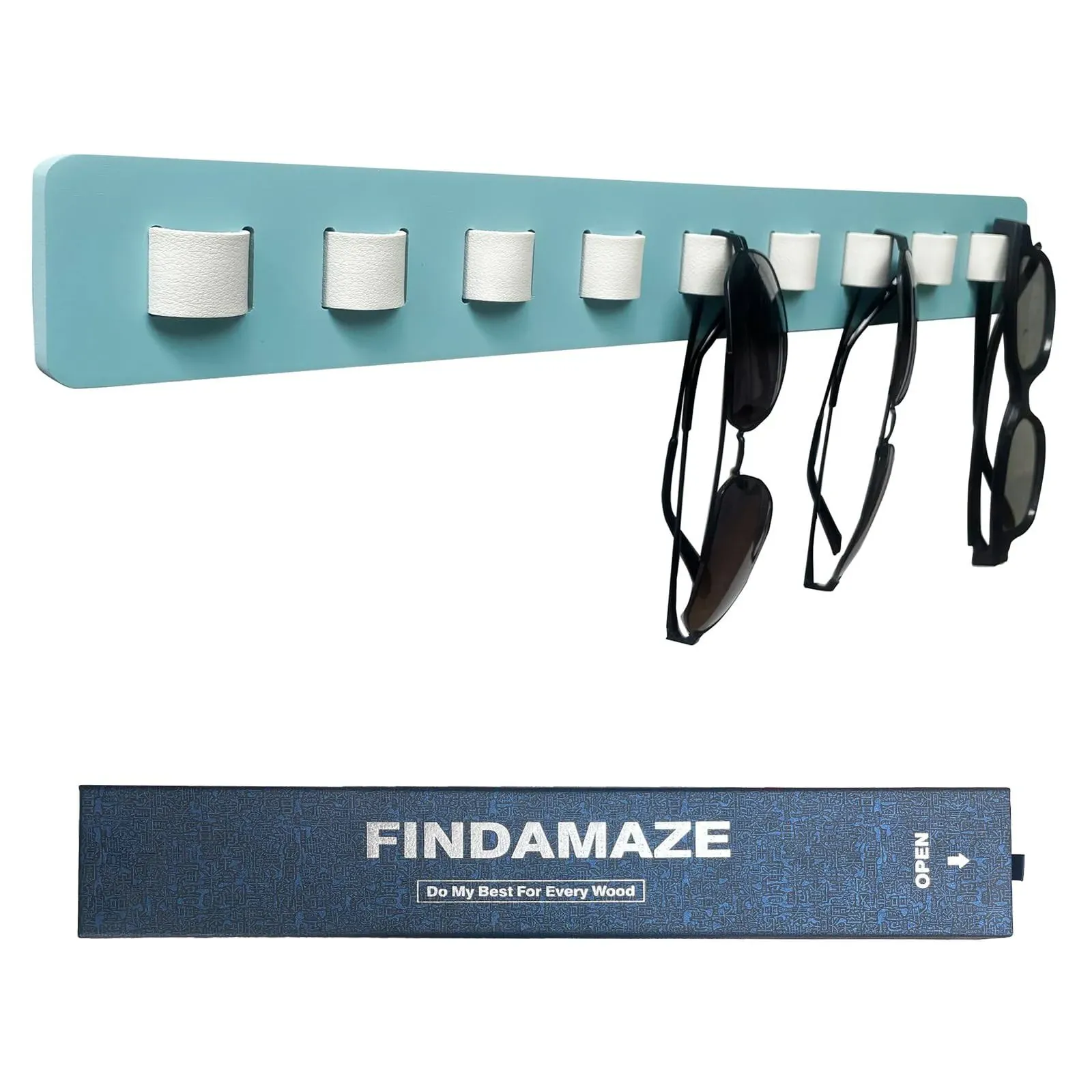 FINDAMAZE Sunglasses Organizer Wall Mounted Wood Sunglass Holder for Home Glasses ...