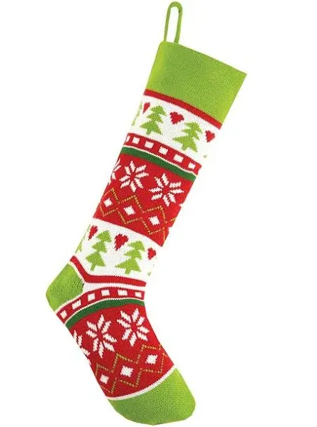 Peking Handicraft Fair Isle Tree Knit Stocking, 7x24