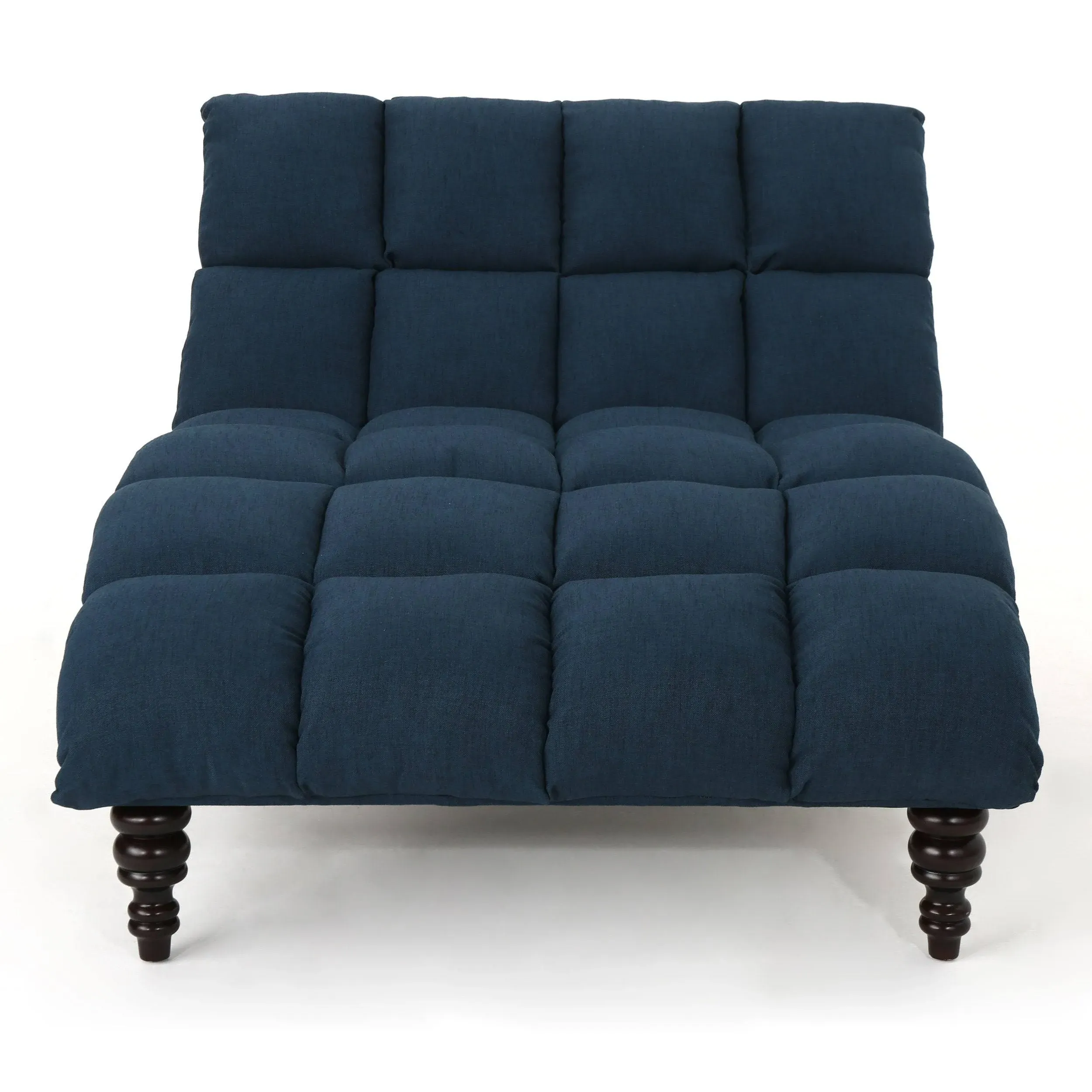 Tom Traditional Tufted Fabric Double Chaise - Navy Blue