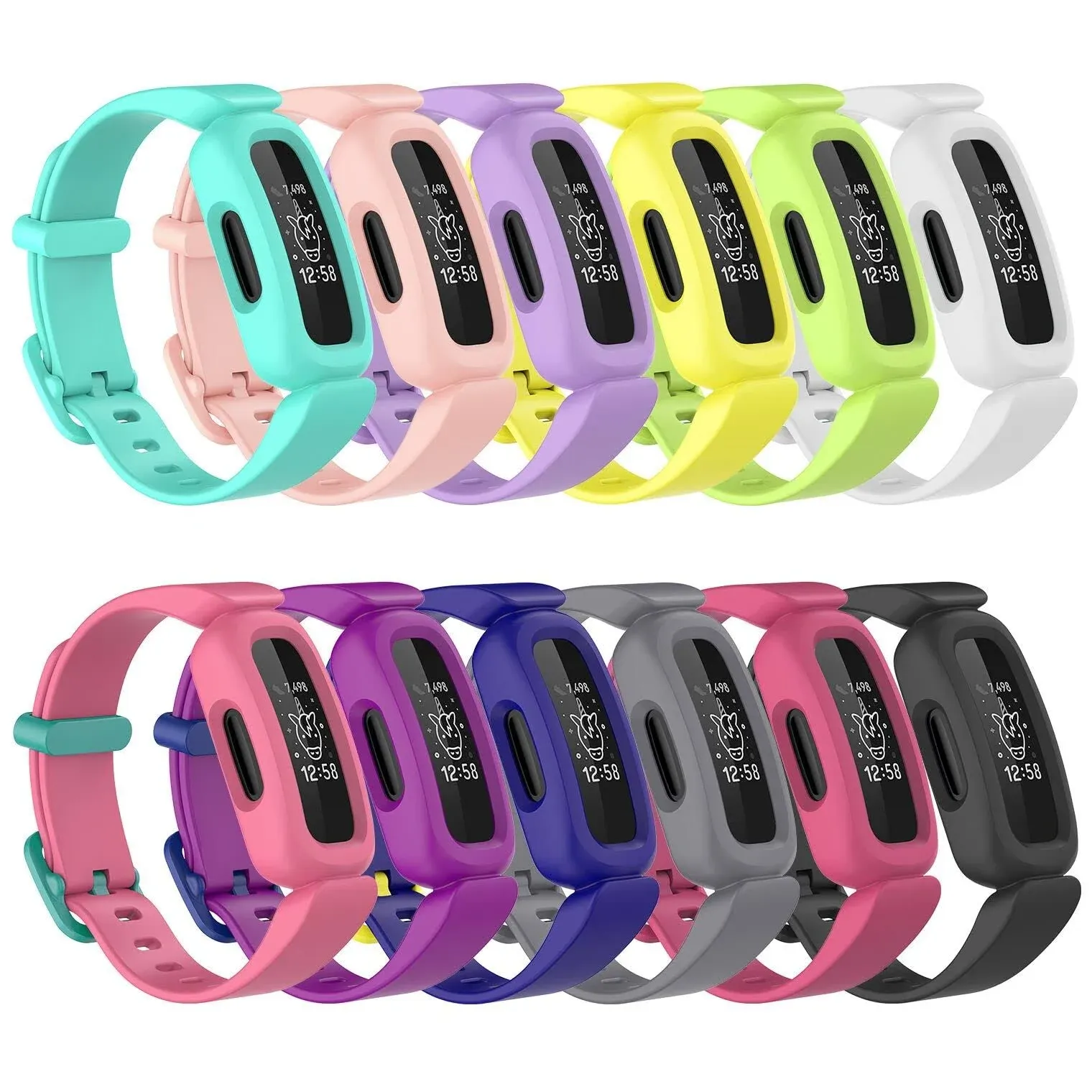 Sunnyson 12 Pack Compatible with Fitbit Ace 3 Bands for Kids, Silicone Straps ...