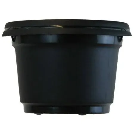 Austin Planter Pots and Saucers, 12 inch Black, Case of 5, Plastic Flower Pot ...