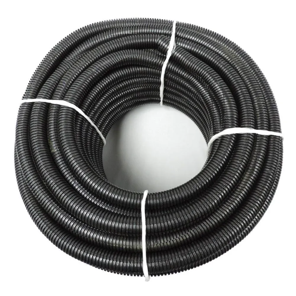 American Terminal 1.5&quot; x 100&#39; Flexible Polyethylene Split Tubing - Black Corrugated Wire Loom