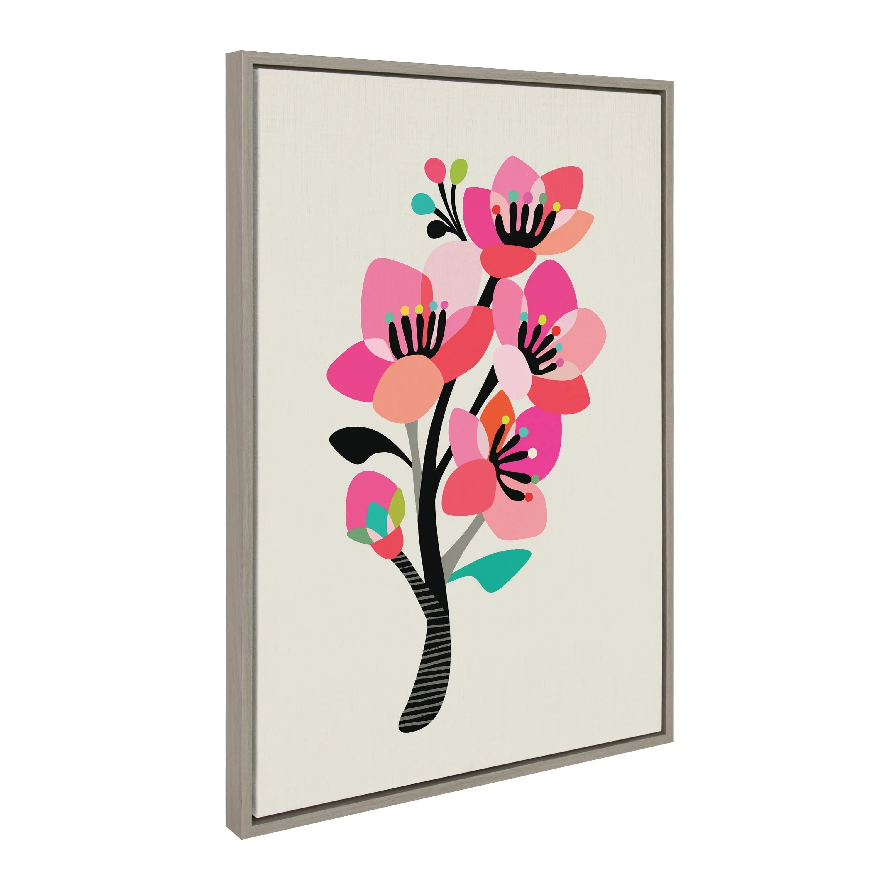 Kate and Laurel Sylvie Mid Century Modern Cherry Blossoms Framed Canvas by Rachel ...