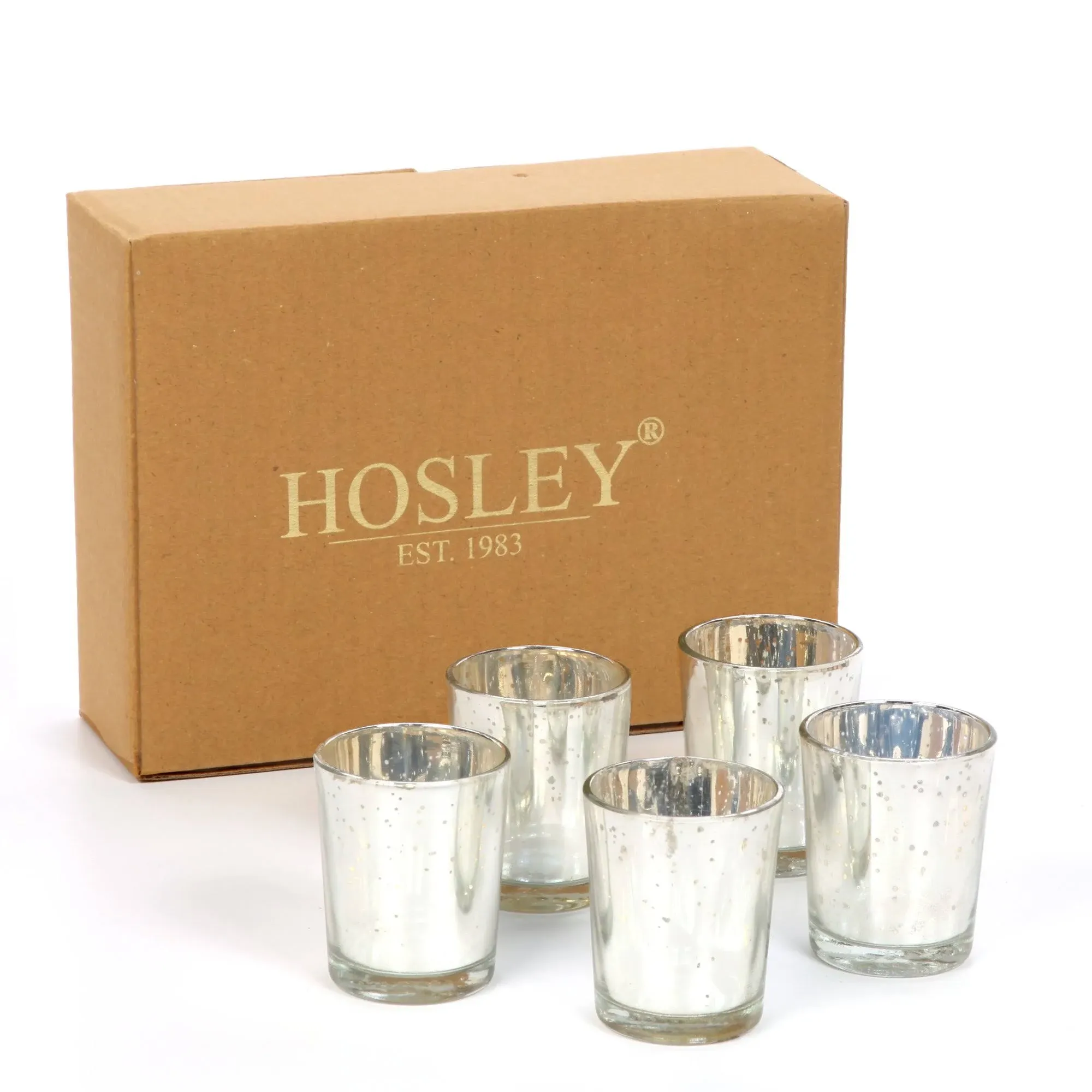 Hosley's Set of 8 Unscented Sliver Mercury Glass Wax Filled Votive Candle