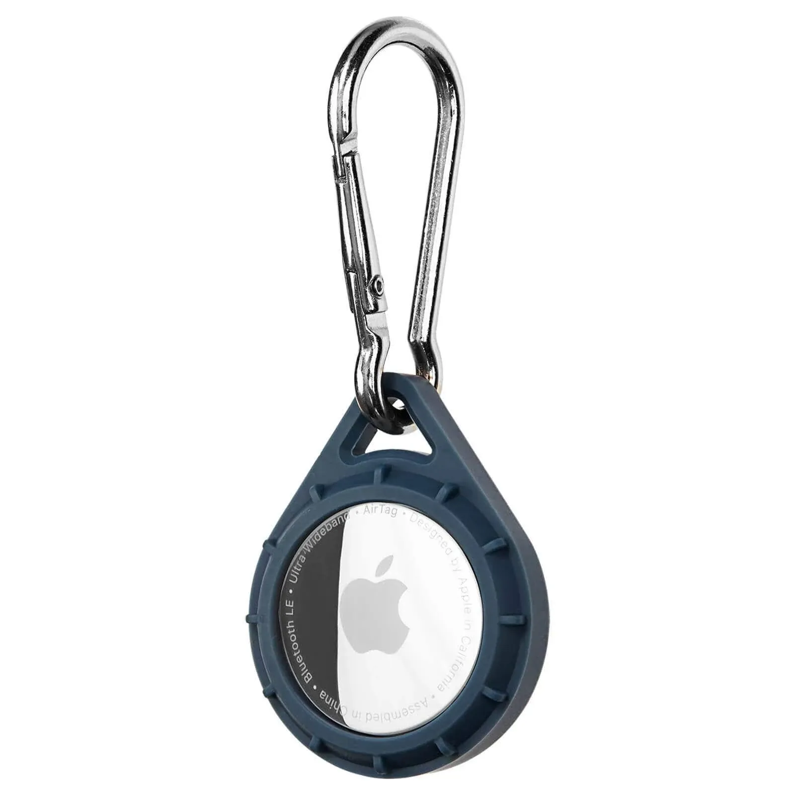 Pelican Protector AirTag Holder - AirTag Keychain W/ Stainless Steel Carabiner Clip [Impact Resistant] [Travel Essentials] - Protective Apple AirTag Case for Dog Collar, Backpack, Keys, Luggage - Navy