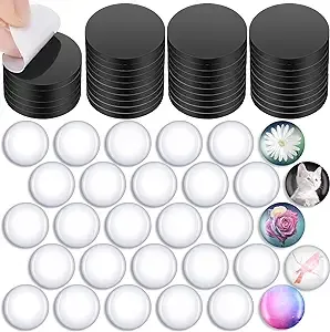 Outus Fridge Magnets for DIY Crafts Sets Round Magnetic Discs with Clear Dome Cabochons Glass Magnets Discs for Halloween Refrigerator Office Locker Whiteboard(1 Inch/ 25 mm)