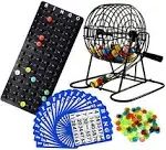 Regal Bingo - Deluxe Bingo Set - Includes 6 Inch Bingo Cage, Master Board, 18 Mixed Cards, 75 Calling Balls, Colorful Chips - Ideal for Large Groups, Parties