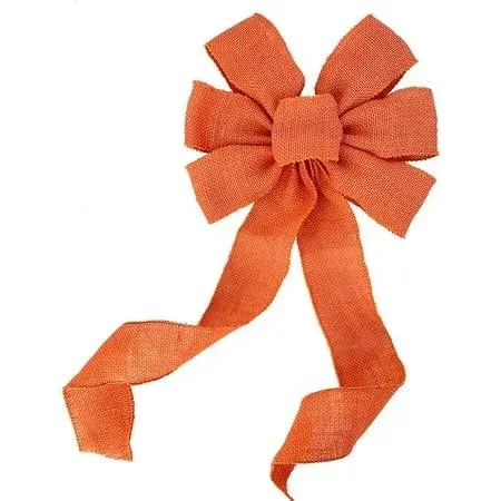 Orange Burlap Wreath Bow - 10 inch Wide, 18 inch Long Tails, Easter, Spring ...