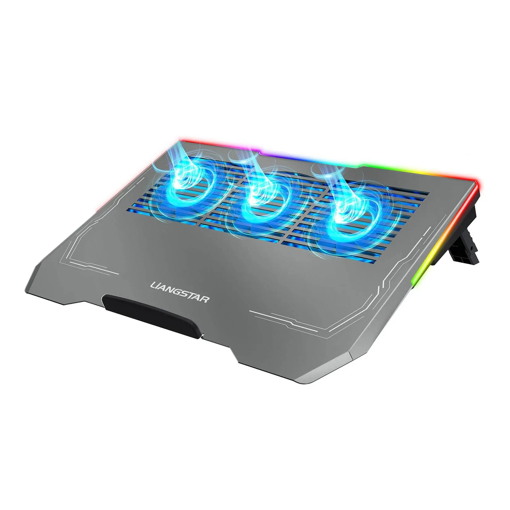 LIANGSTAR Laptop Cooling Pad, Aluminum-Alloy Gaming Cooler 8 Gray 