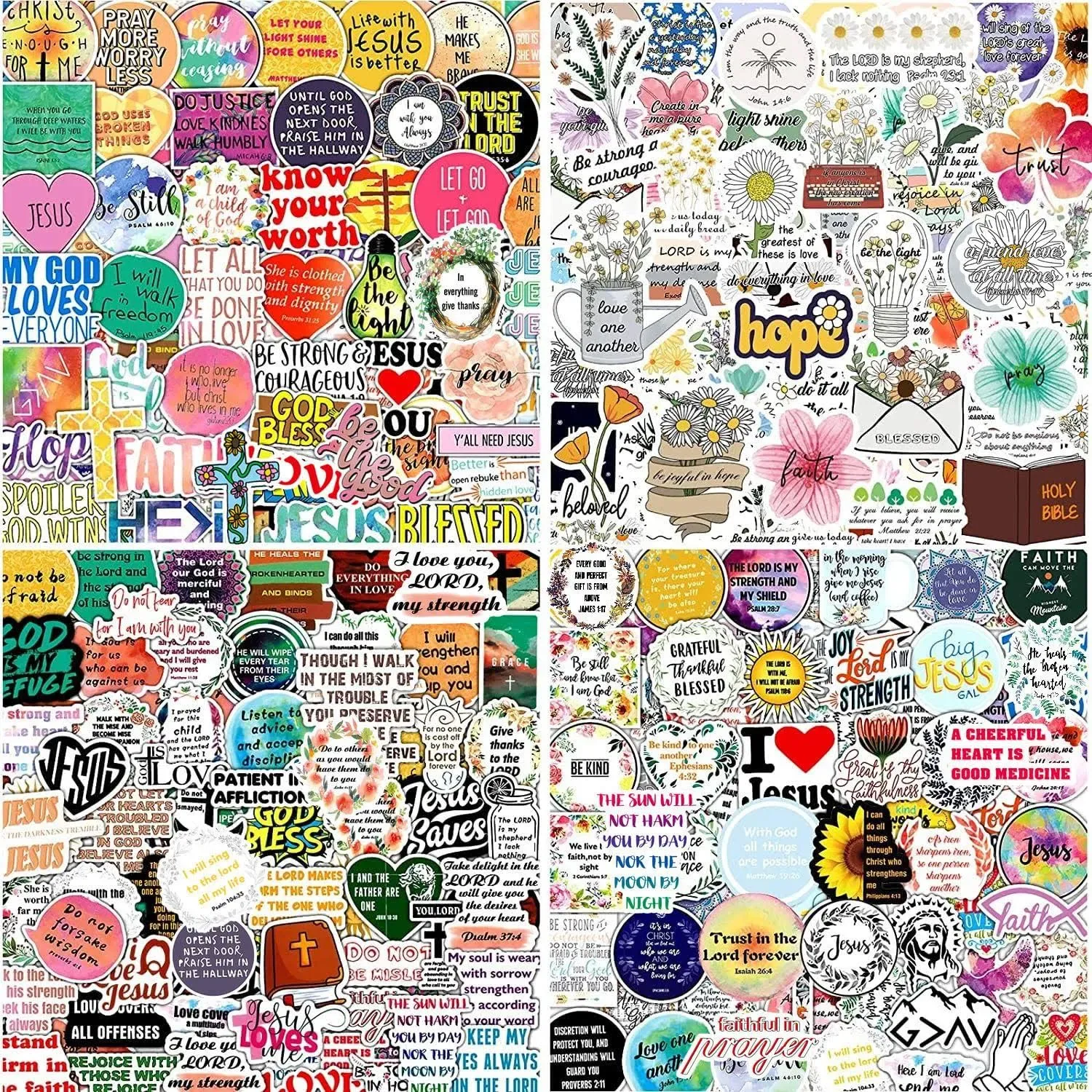 220Pcs Inspirational Christian Stickers, Waterproof Bible Verse Jesus Stickers for Water Bottles Laptop Scrapbook Journaling Planner, Bible Study Vision Board Supplies Christian Easter Gifts for Kids