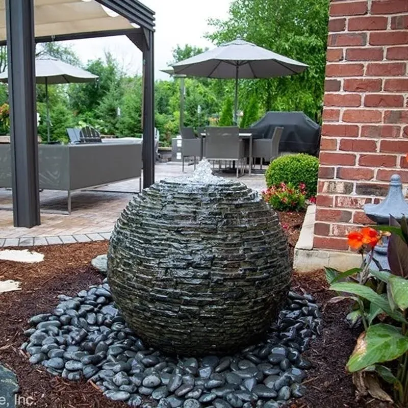 Aquascape 78288 Medium Stacked Sphere Water Fountain, Slate Gray