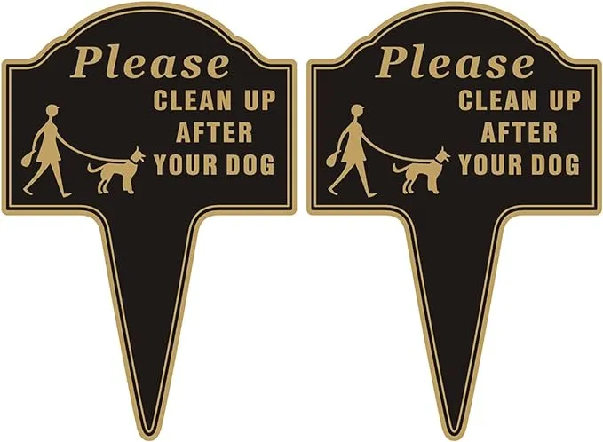 Clean Up After Your Dog Sign, Yuntarda 2-Pack 10”x14” No Poop Signs for Lawn No Pooping Dog Signs For Yard with Stake Double Sided Yard Sign Easy Install for Outdoor Use