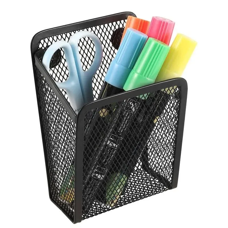 Magnetic Pencil Holder,Mesh Stainless Steel Pen Basket, Metal Writing Utensil Storage Organizer for Whiteboard,Blackboard,Kitchen, Locker, Home, or Office