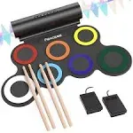 7 Pads Electronic Drum Set Practice Pad Drum Kit w/Headphone Jack Built-In Speak