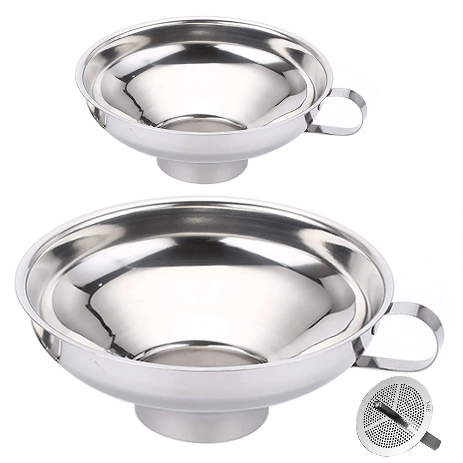 Canning Funnels With Strainer For Wide And Regular Jars Stainless Steel Large/sm