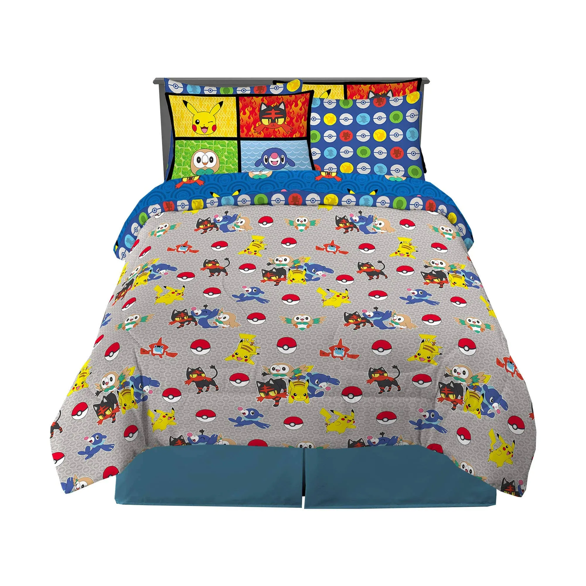 Pokemon Anime 7 Piece Full Comforter and Sheet Set with Sham