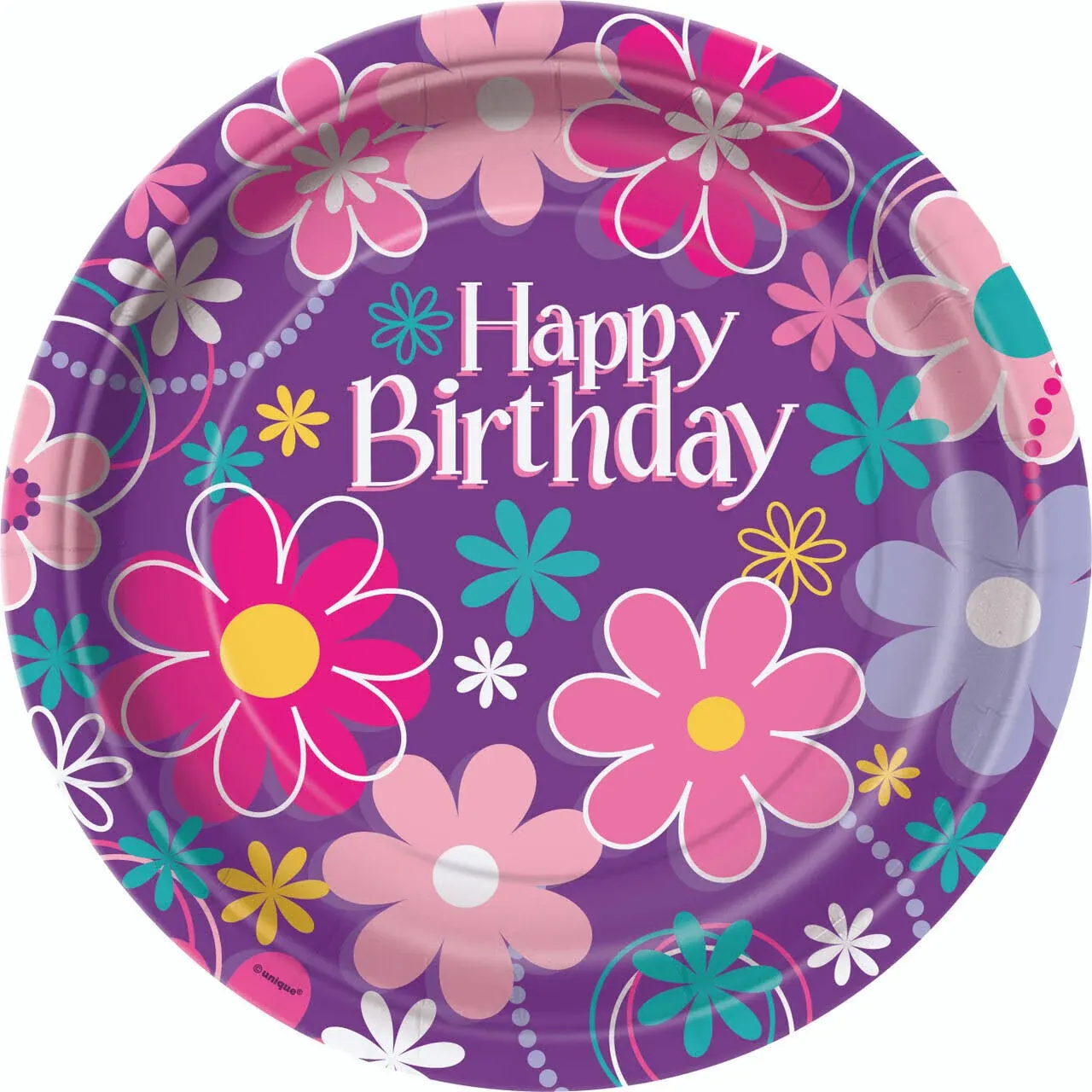 9" Birthday Blossom Party Plates, 8ct