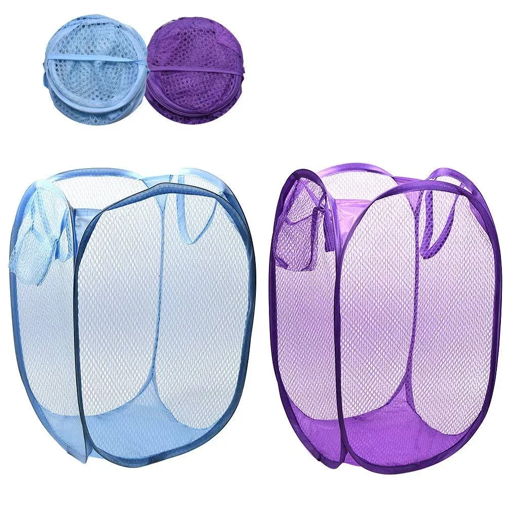 Foldable Popup Mesh Laundry Hamper With Side Pocket Clothes Laundry Basket Stora