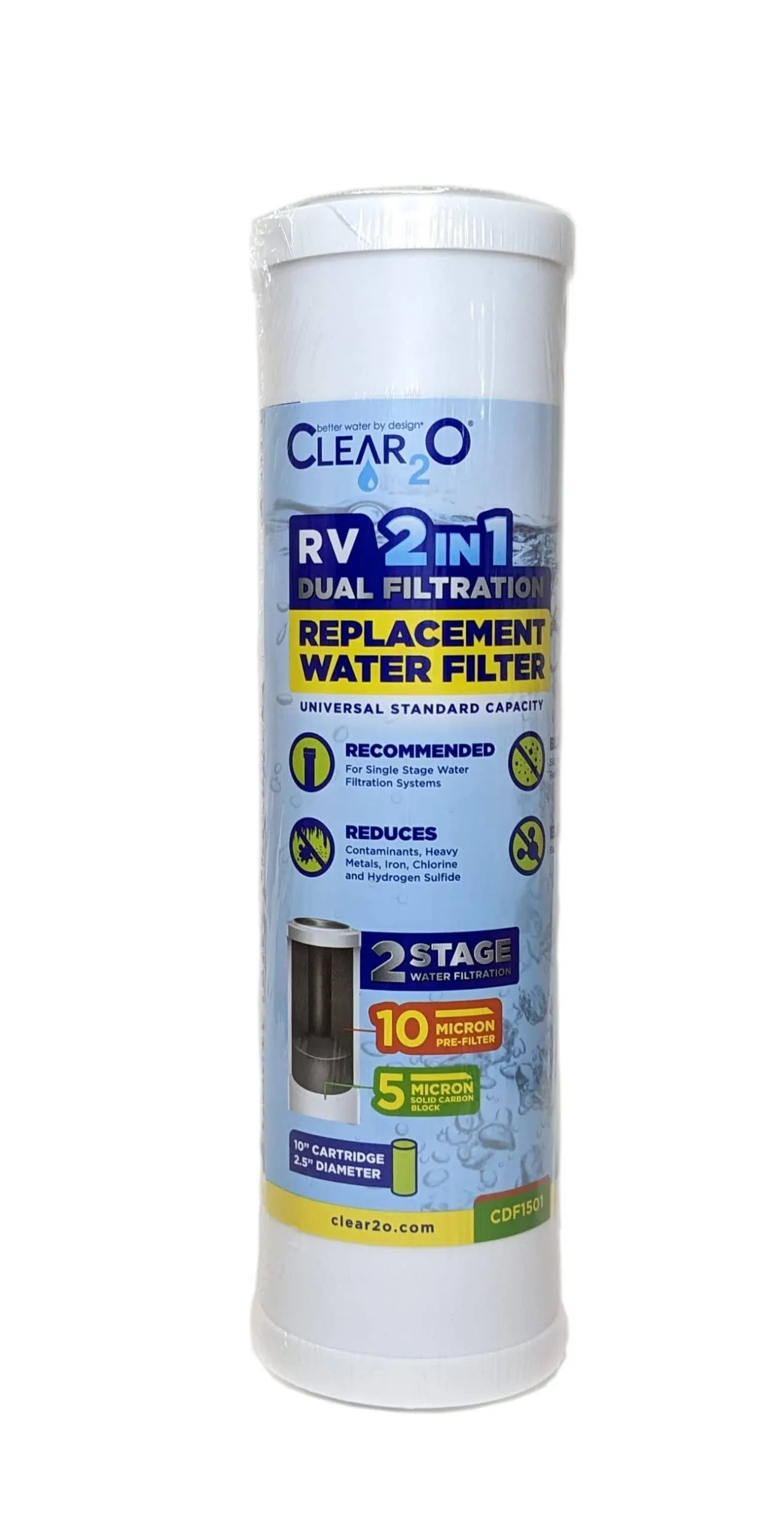 Clear2o RV 2 in 1 Dual Filtration Replacement Water Filter - CDF1501 Pre-Filter ...