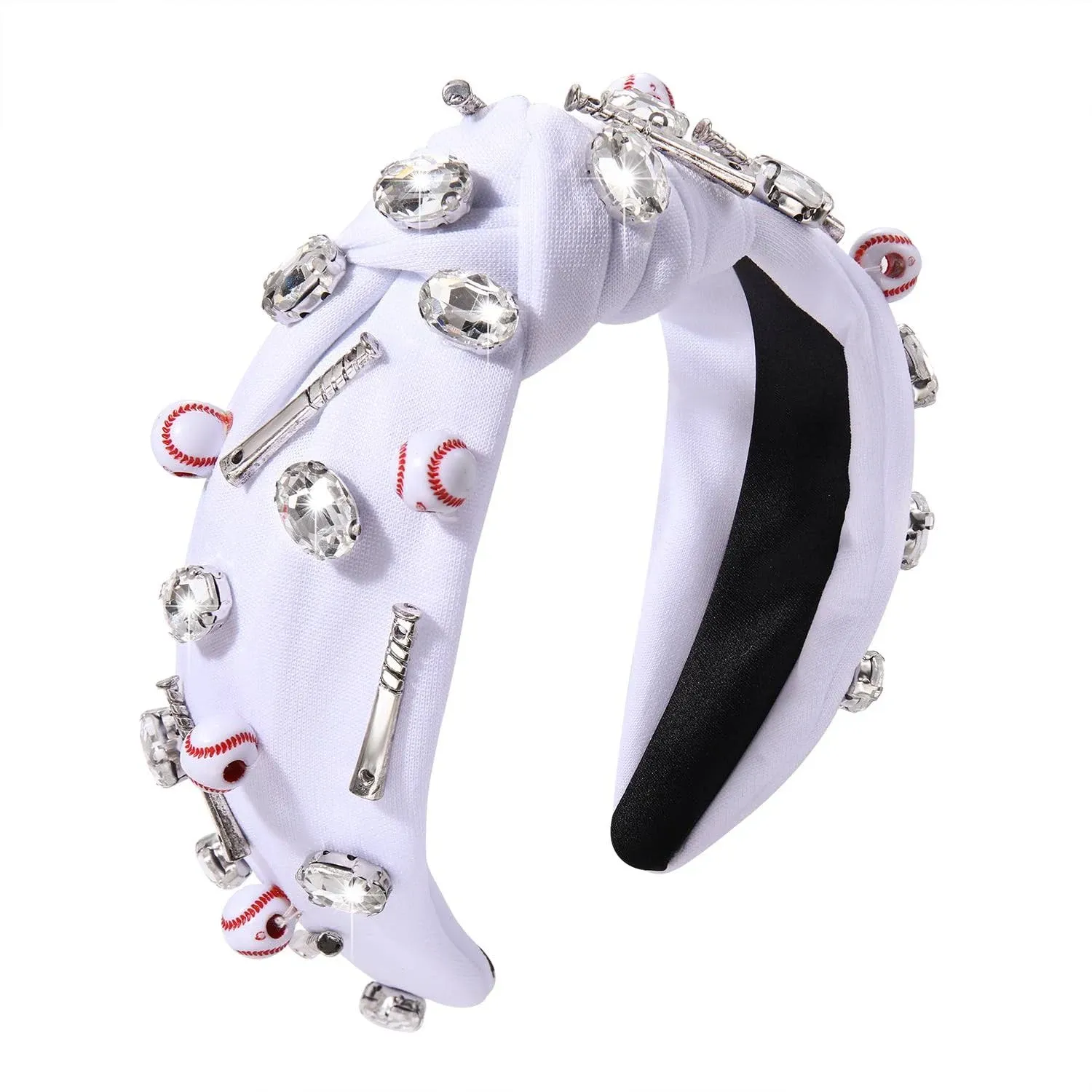 GLBCC Baseball Knotted Headband for Women Sparkle Crystal Baseball Charm Headband ...