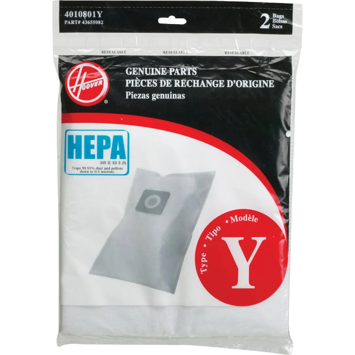 Pokin 2 Pack Y HEPA Pleated Vacuum Filter Bags for Hoover WindTunnel AH10040 902419001