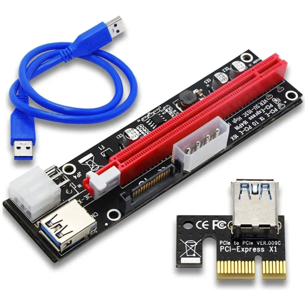 JacobsParts PCI-E 1x to 16x Powered USB3.0 GPU Riser Extender Adapter Card