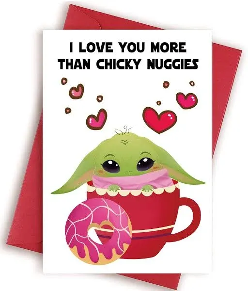 Baby Yoda Valentines Day Card For Girlfriend Boyfriend Wife Husband, I Love YD