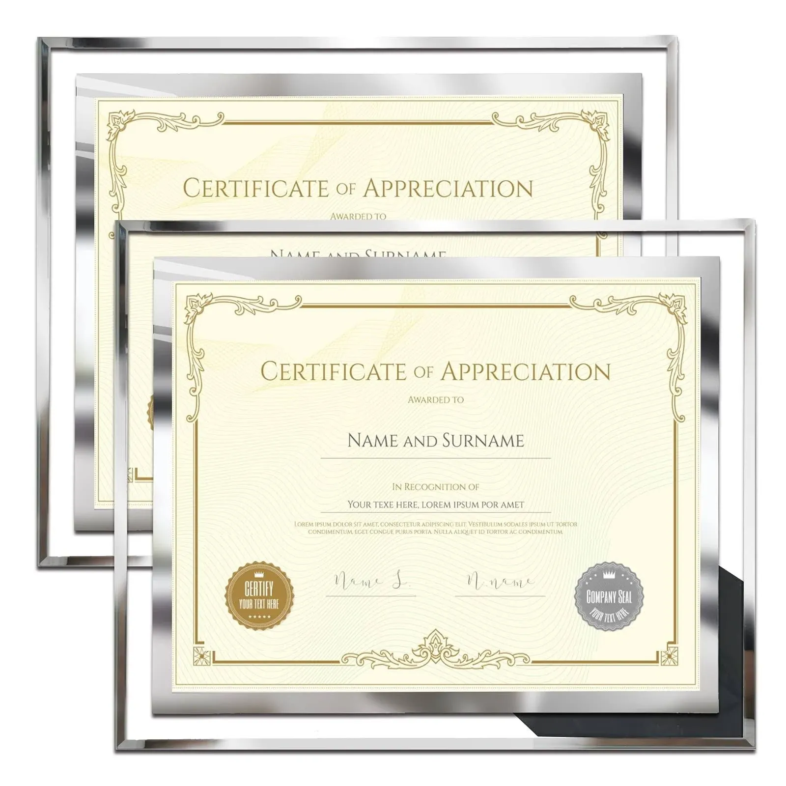 SESEAT 8.5 x 11 Certificate Document Frame Diploma Glass Picture Frames for Tabletop,Pack of 2