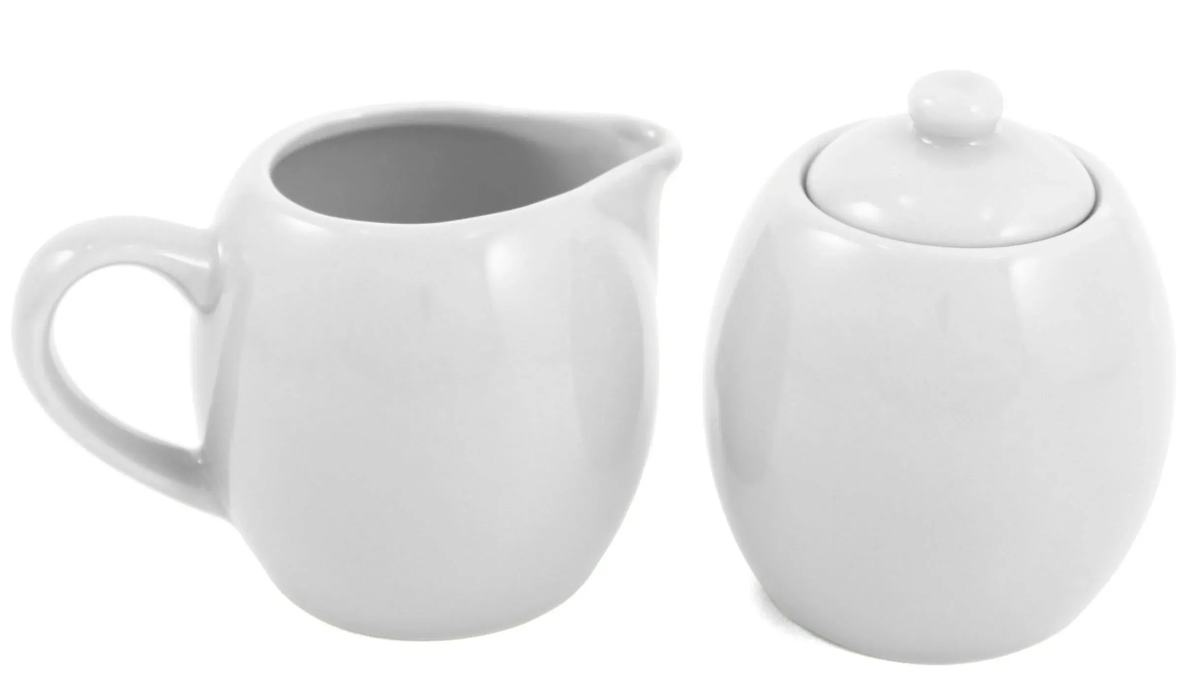 White Ceramic Creamer and Sugar Service Set with Lid