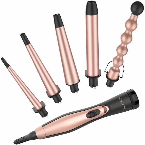 5 in 1 Ceramic Curling Iron Wand Set - (0.35&#039;&#039; to 1 1/2&#039;&#039;) With Glove