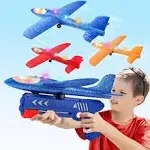 3 Pack Airplane Launcher Toy, 12.6 Foam Glider Led Plane, 2 Flight Mode Catapult