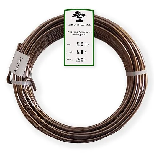 Grow A Bonsai Tree Anodized Aluminum 5.0mm Bonsai Training Wire 250g Large Roll (15.7 Feet) - Choose Your Size and Color (5.0mm, Brown)