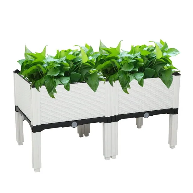 Elevated Plastic Raised Garden Bed Planter Kit for Flower Vegetable Grow 2 Set