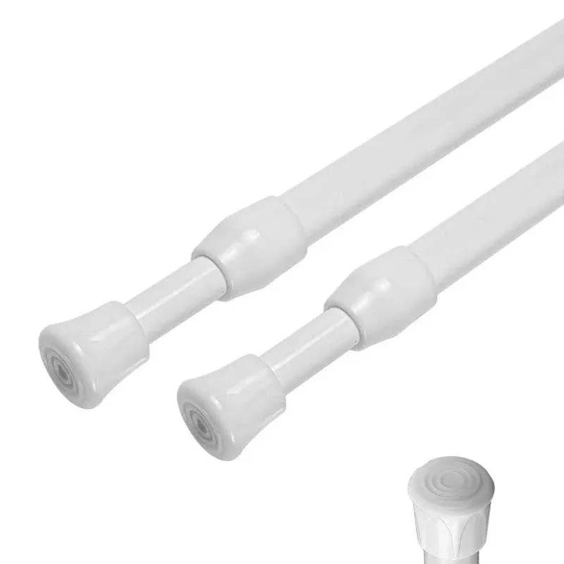 Small Spring Tension Window Curtain Rods, 12 to 20-Inch Adjustable Spring Tension Rod - White, 2 Rods per Pack