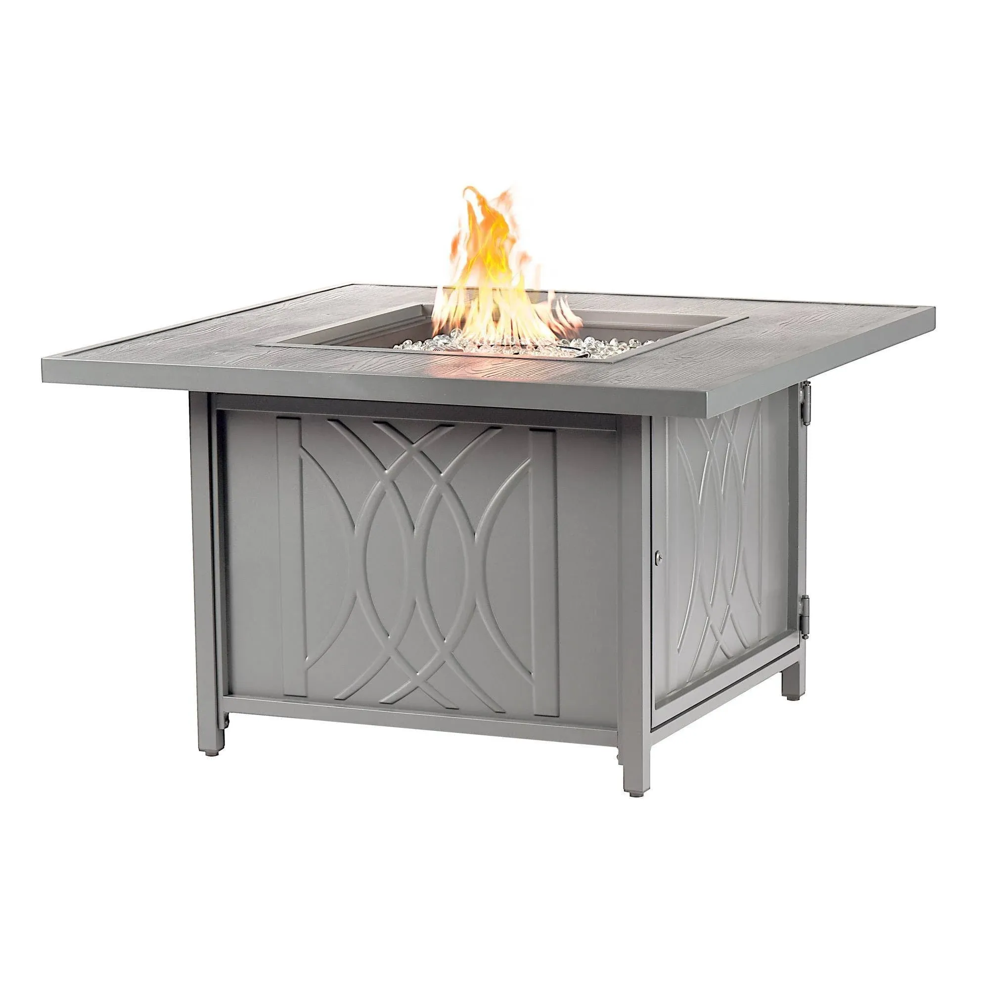 Oakland Living Square 42 in. x 42 in. Aluminum Propane Fire Pit Table with Glass ...