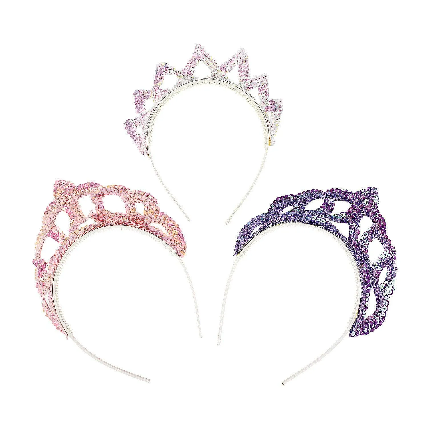 Plastic Pastel Sequin Tiaras 12/pk