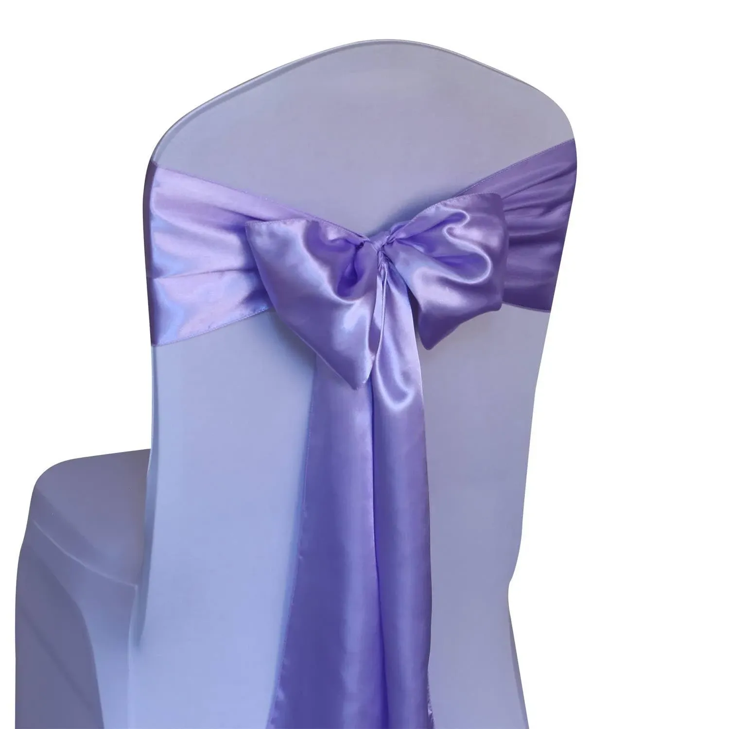 WELMATCH Lavender Satin Chair Sashes Ties 50 Pcs Wedding Banquet Party