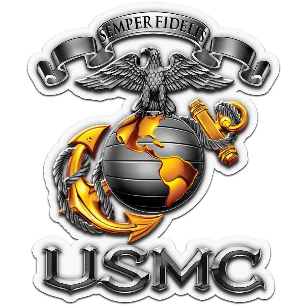 USMC Semper Fidelis 4" Marines Vinyl Reflective Decal White Sticker