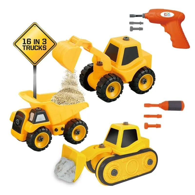 Toyvelt Construction Take Apart Trucks Stem Learning Toys, W Toy Drill - Dump ...