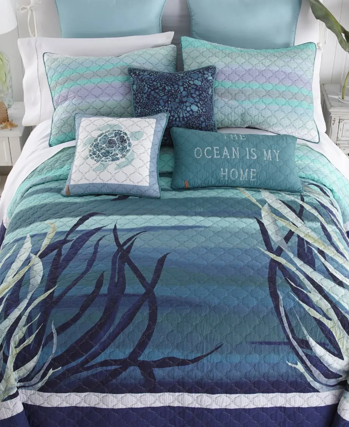 Donna Sharp Summer Surf 2-Piece Blue Cotton Twin Quilt Set