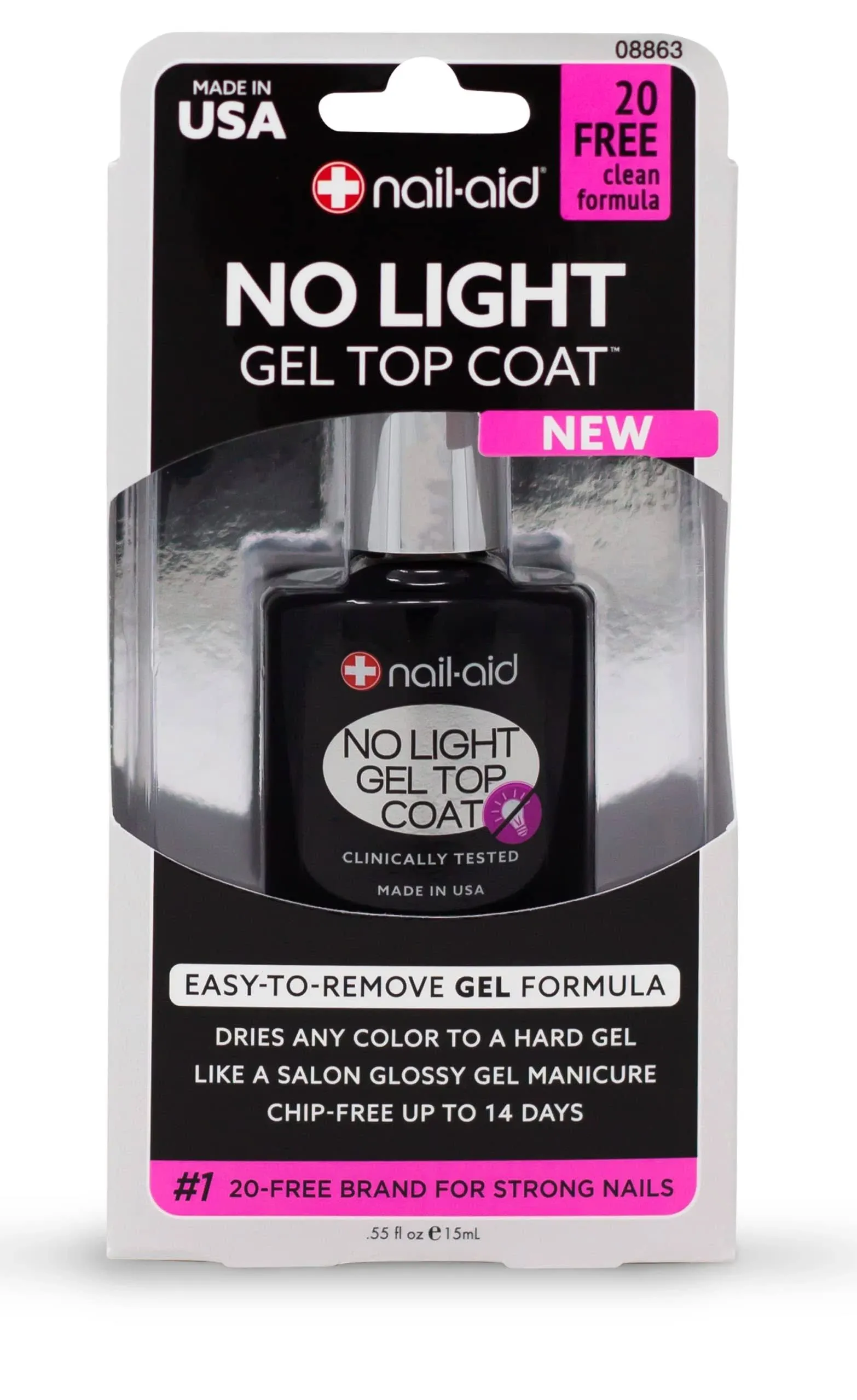 Nail-Aid No-light Gel Top Coat, Clear, 0.55 Fluid Ounce