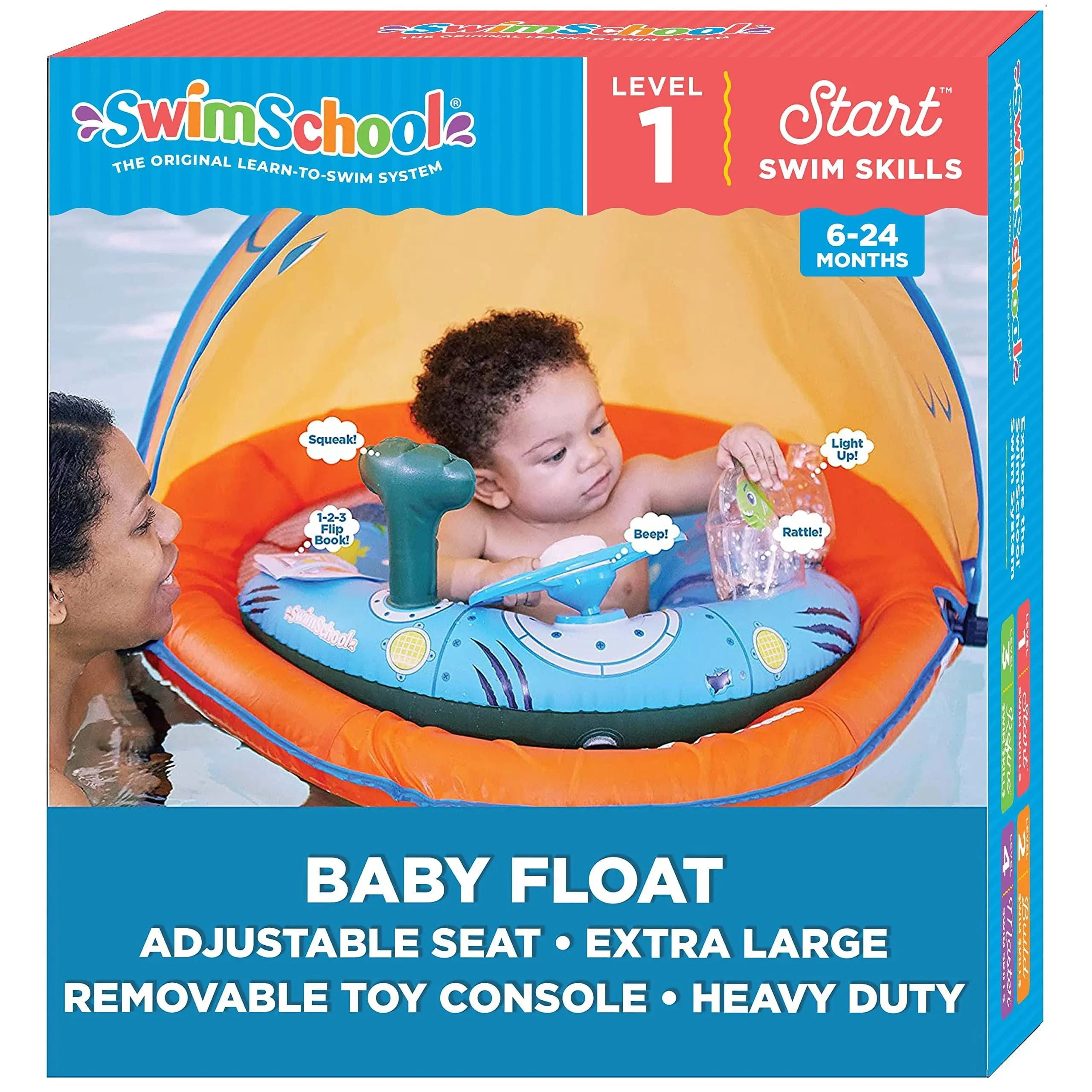 SwimSchool&amp;#16<wbr/>0;Baby Pool Float wit<wbr/>h Adjustable Canopy - 6-24 Months - Incl