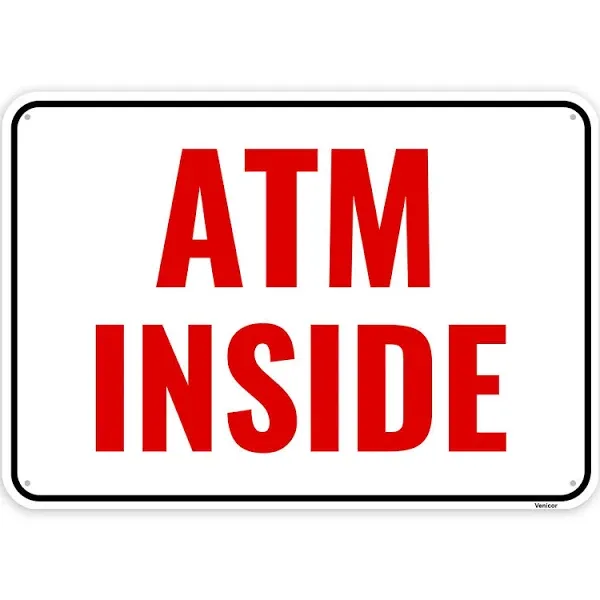 1PC Atm Inside Sign 10 x 7 Inches - Aluminum - Atm Signs for Business