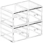 Pack of 2 Acrylic Countertop Stackable Drawers Bathroom Cabinet Clear-4 Drawers