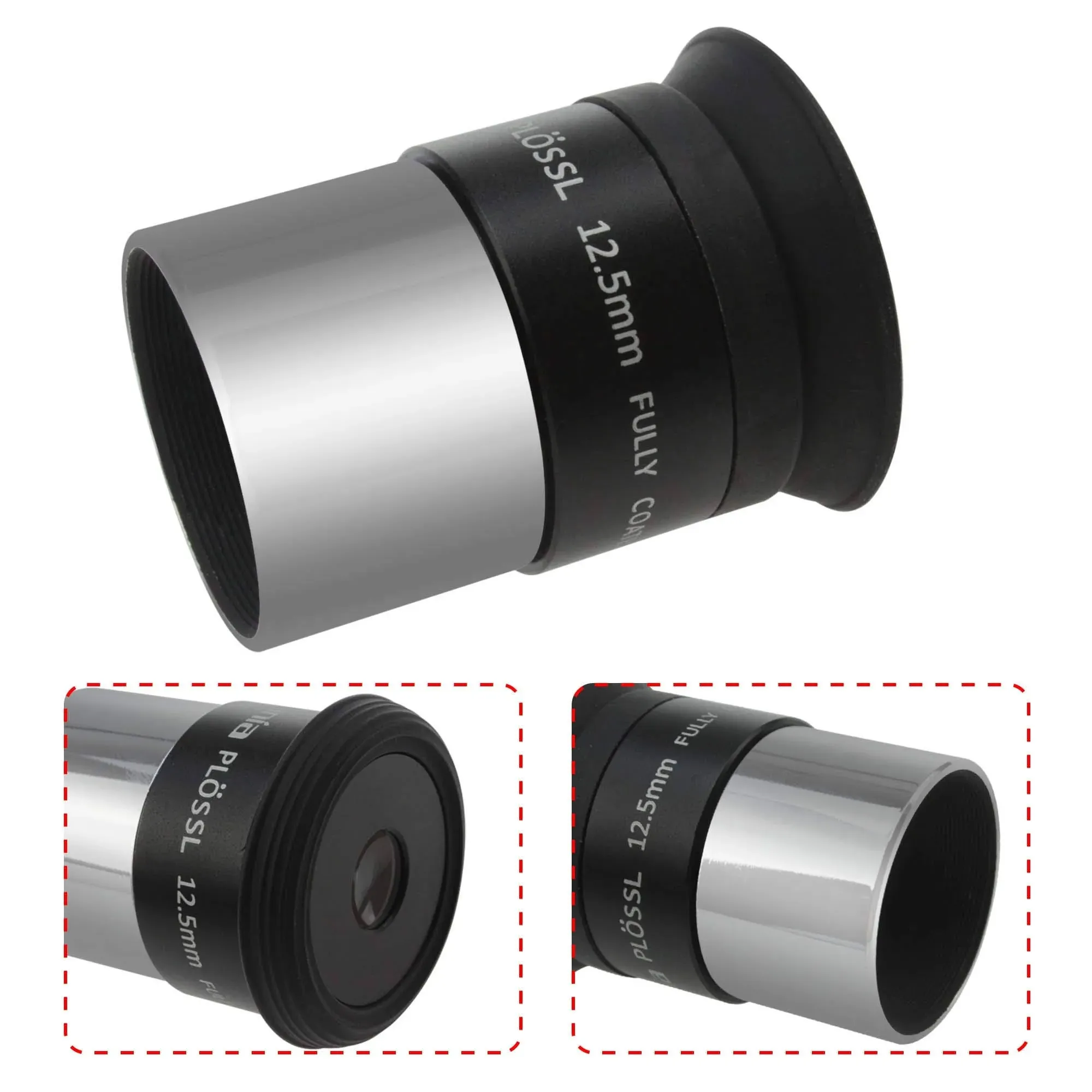 Astromania 1.25&quot; 12.5mm Plossl Telescope Eyepiece - 4-element Plossl Design - Threaded for Standard 1.25inch Astronomy Filters