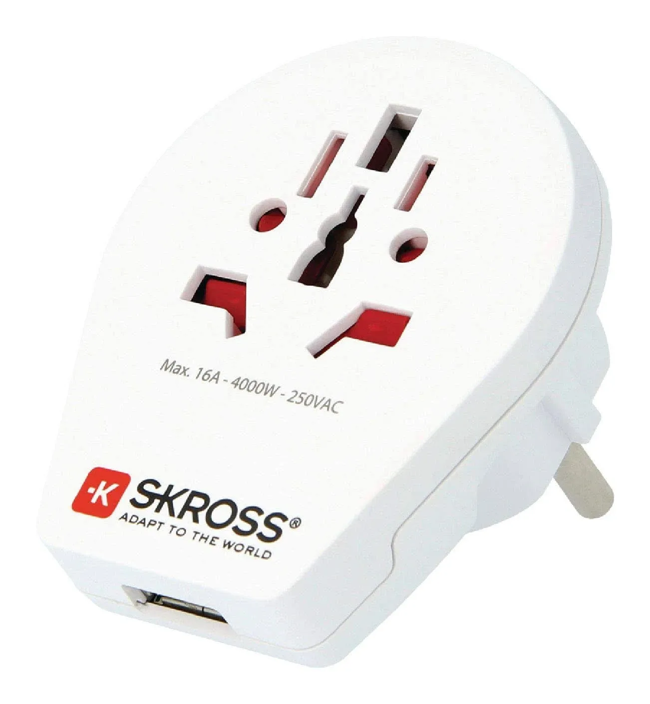 Skross World to Europe USB Travel Adaptor, White