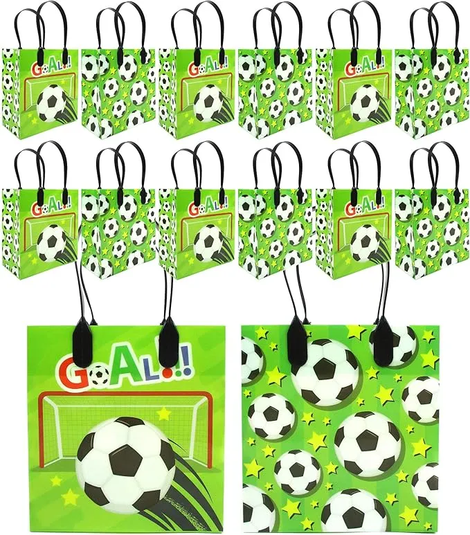 TINYMILLS Soccer Futbol Party Favor Bags Treat Bags with Handles, Soccer Futbol ...