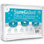 Set of 2 King Size SureGuard Pillow Protectors - 100% Waterproof, Bed Bug Proof, Hypoallergenic - Premium Zippered Cotton Terry Covers