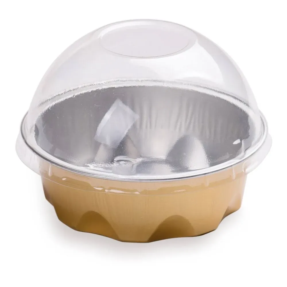 Foil Baking Cup 3.4 Ounces with Lid Gold 100 Count Box