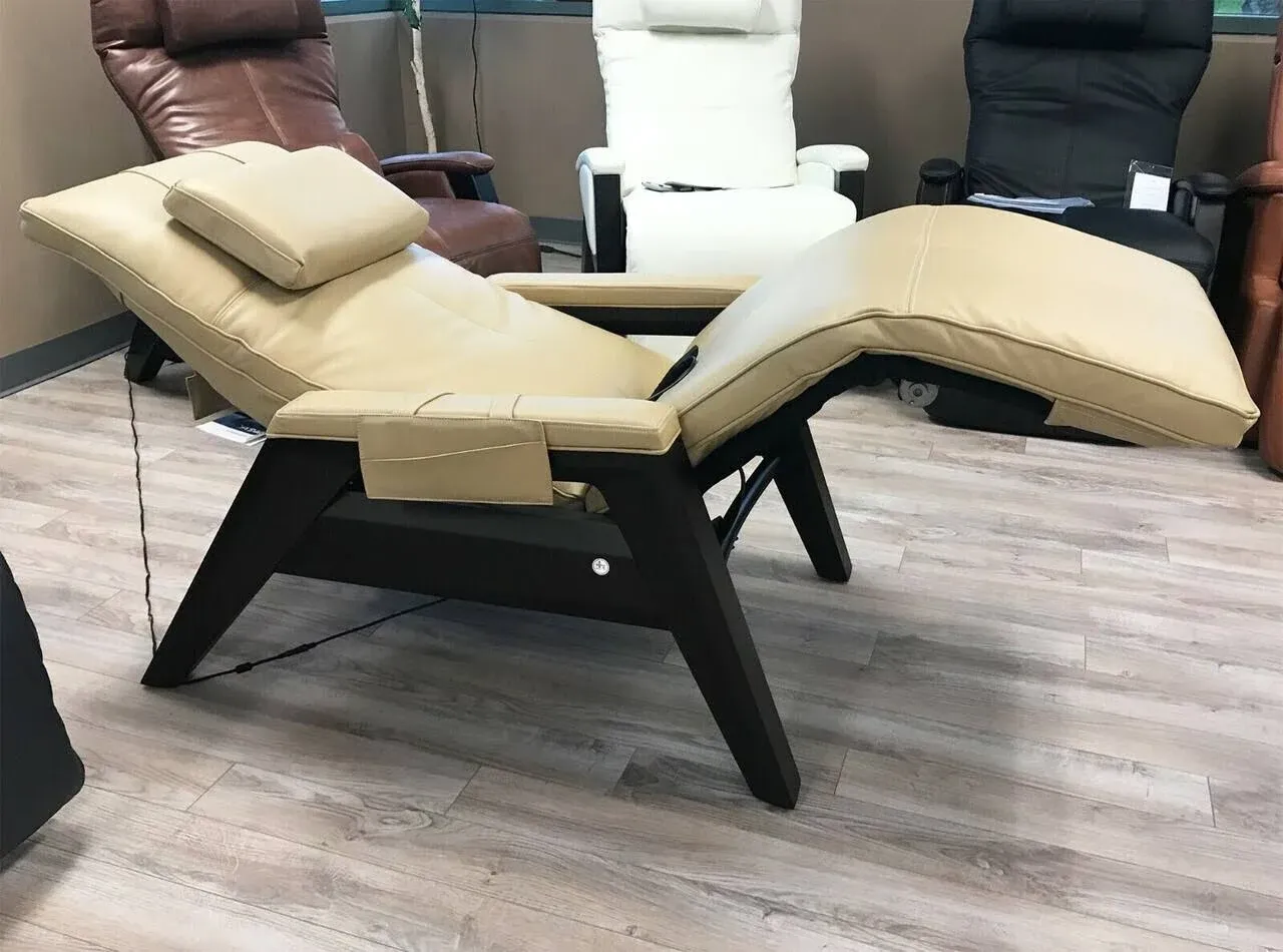 Human Touch Gravis ZG Zero Gravity Massage Chair - Sand Leather - Mahogany Wood